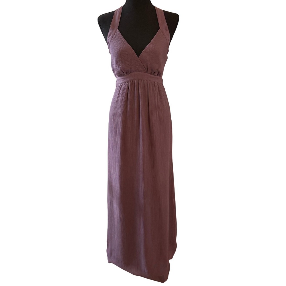 Armani Exchange Purple Halter Maxi Dress NWT Backless Pleated A-Line Women's S